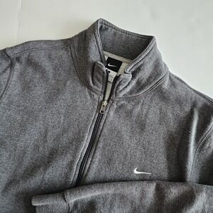 Nike Jacket Full Zip Mens L Gray Athletic Coat Swoosh Mock Neck Pockets Running